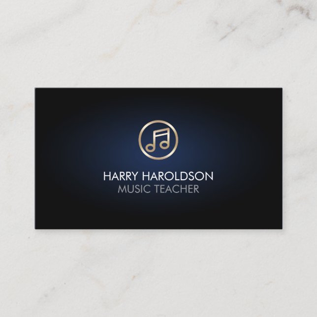 Cartão De Visita Music Teacher Faux Gold Music Note Icon (Frente)