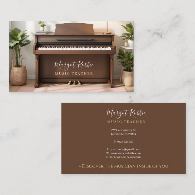 Cartão De Visita Music Teacher | Pianist Business Card (Frente/Verso)