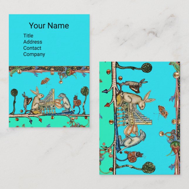 Cartão De Visita MÚSICA BESTIAL MEDIEVAL, Rabbit, Cachorro Azul (Frente/Verso)