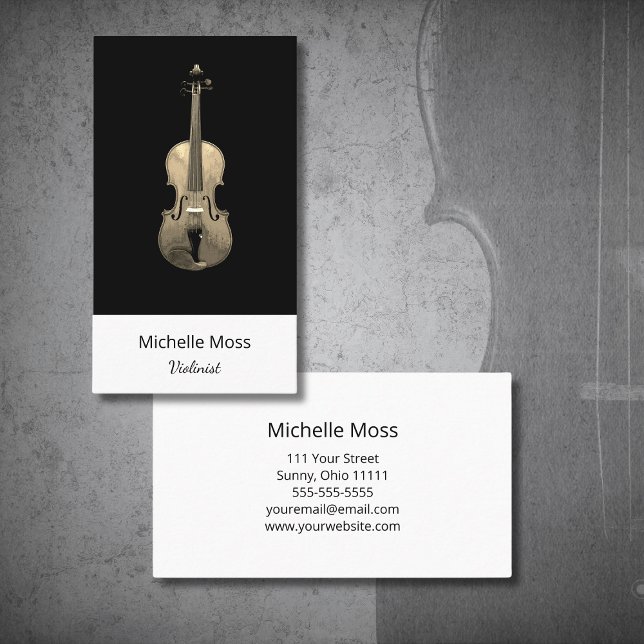 Cartão De Visita Música Clássica Elegante Violin Performer (Criador carregado)