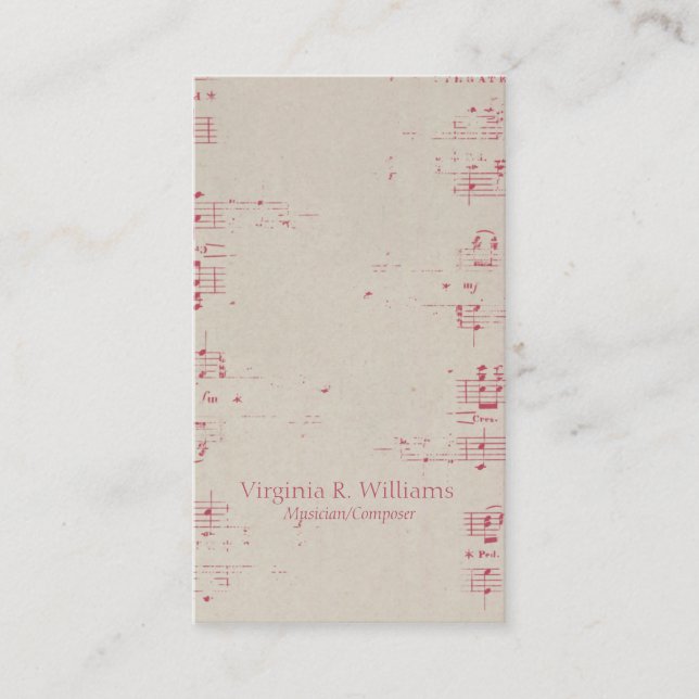 Cartão De Visita Música do vintage (Frente)