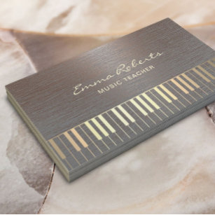 Cartão De Visita Música Dourada Piano Chaves Musicais Na moda de Co