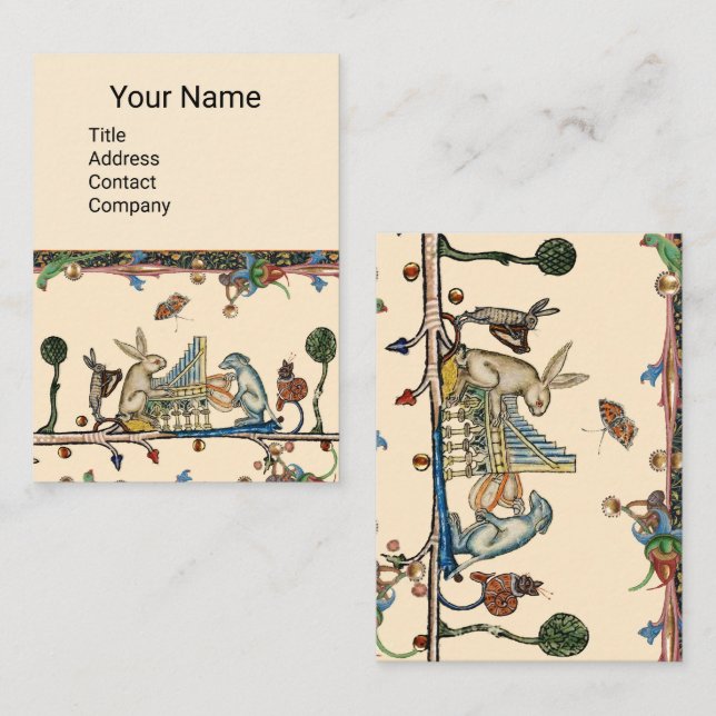 Cartão De Visita MÚSICA MÉDIA BESTIAL DO FAZER,Coelho,Cão (Frente/Verso)