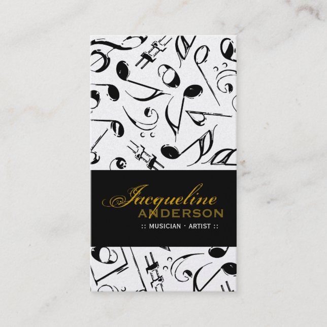 Cartão De Visita Música Musical Notes Artista de Padrão Cantando Mú (Frente)