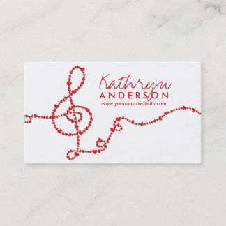 Cartão De Visita Música Musical Treble Love Red Hearst Song
