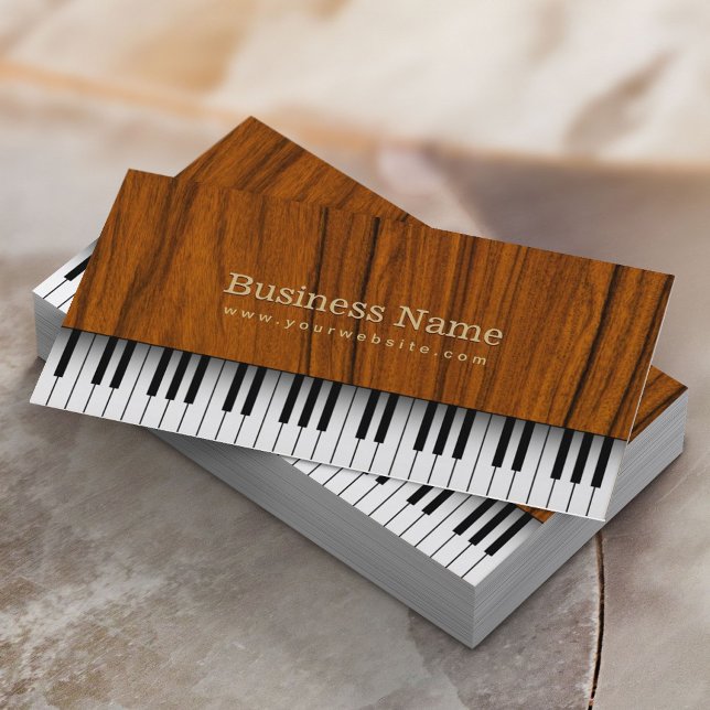 Cartão De Visita Música Piano Keys Elegante Piano De Madeira Musica (Criador carregado)