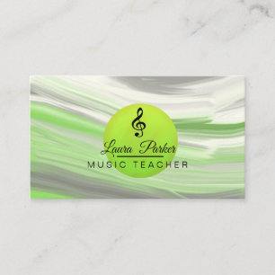 Cartão De Visita Música Professora Treble Note Green Watercolor Wav