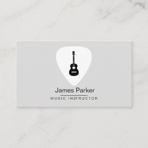 Cartão De Visita Musical Guitar Instrutor Logotipo Musical Minimali