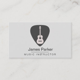 Cartão De Visita Musical Guitar Instrutor Logotipo Musical Mínimo