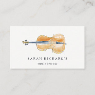Cartão De Visita Músico de Guitarra aquarela elegante Professor de