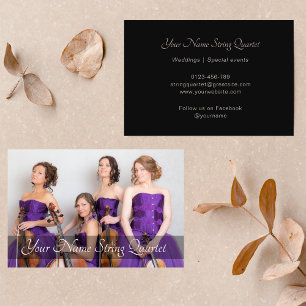 Cartão De Visita Músico de Modelo de Foto do Quarteto de String Pre