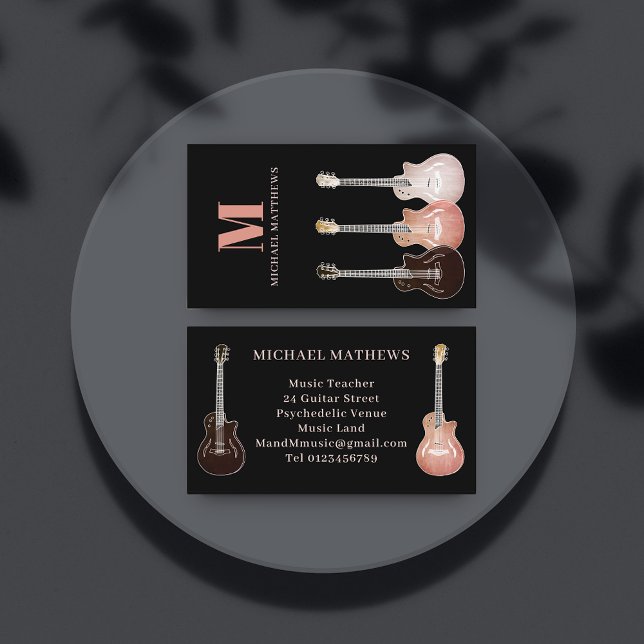 Cartão De Visita Músico de Violão e Professor de Música (Guitar music teacher business card)
