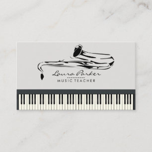 Cartão De Visita Músico do teclado de piano do professor de músic
