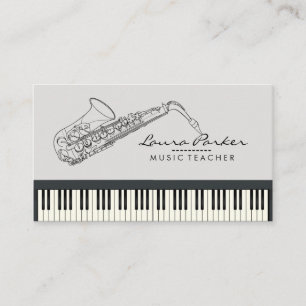 Cartão De Visita Músico do teclado de piano do professor de músic