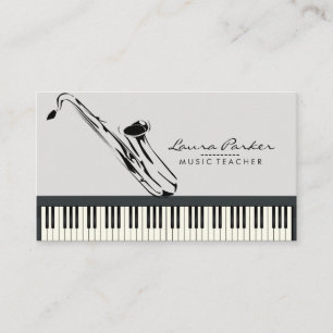Cartão De Visita Músico do teclado de piano do professor de músic