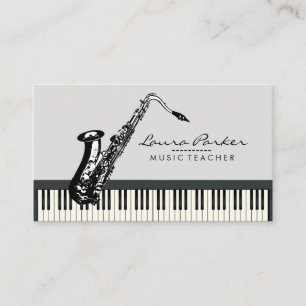 Cartão De Visita Músico do teclado de piano do professor de músic