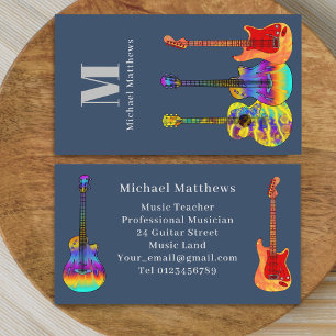 Cartão De Visita Músico Guitarra Professor de Música Monograma Pers