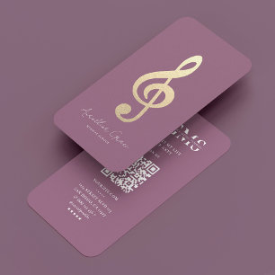 Cartão De Visita Músico Moderno Nota Musical Rosa Empoeirado