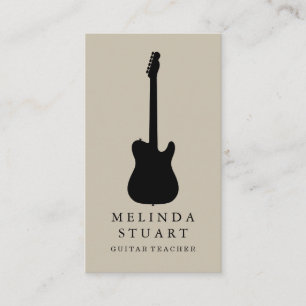 Cartão De Visita Músico Professor de Guitarra Chic Minimalista Mode