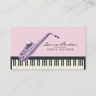 Cartão De Visita Músico saxofone Professor Piano Teclado