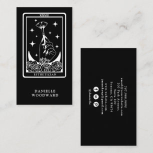 Cartão De Visita Mystic Gold Tarot Esteticista Marca Preta e Branca