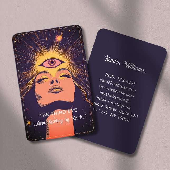 Cartão De Visita Mystic Woman Eye Dark Blue Gold (Mystic Woman Eye Dark Blue -Gold Business Card)