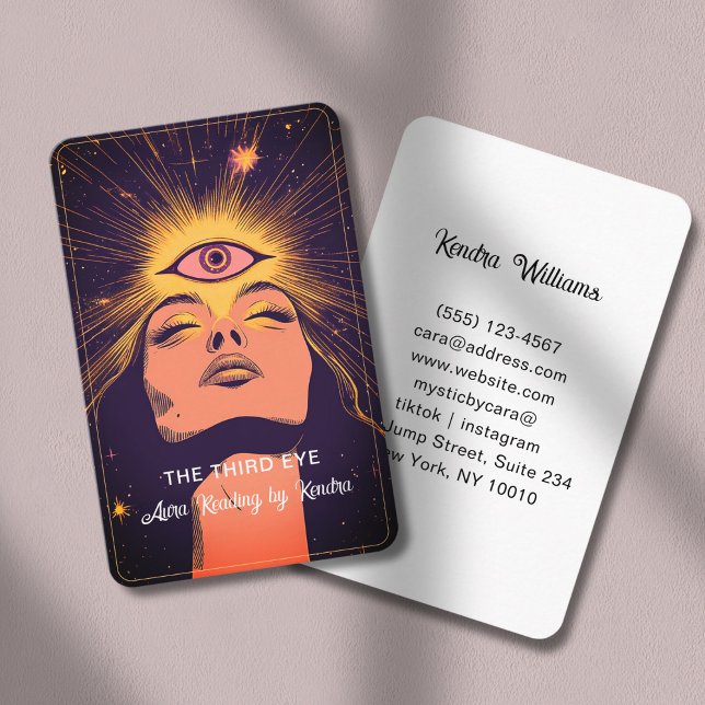 Cartão De Visita Mystic Woman Eye Dark Blue -Gold (Mystic Woman Eye Dark Blue -Gold Business Card)