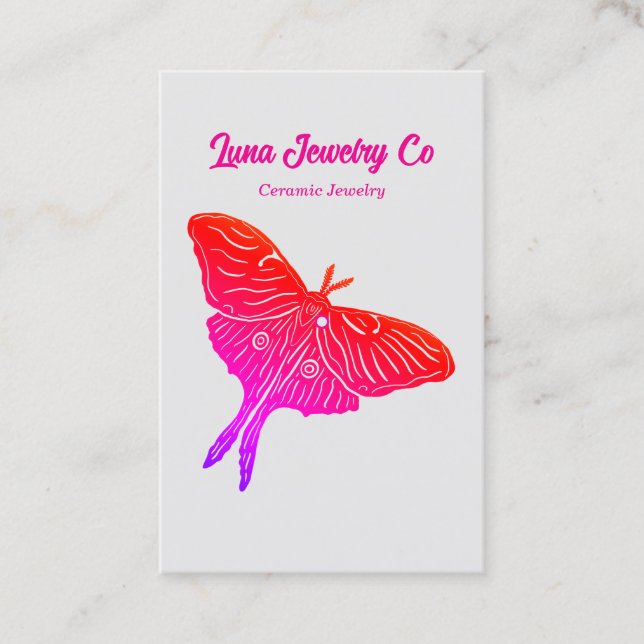 Cartão De Visita Mystical Pink Luna Moth Jewelry Pin Business Card (Frente)