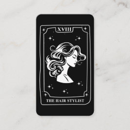 Cartão De Visita Mystical Tarot Card Black and White Hair Stylist