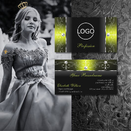 Cartão De Visita Na moda Black e Yellow Squiggels adicionam logotip