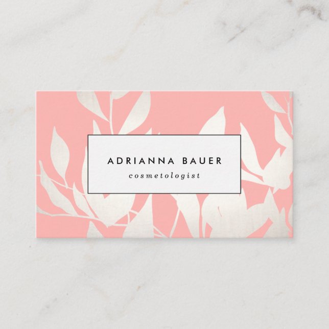 Cartão De Visita Na moda Blush Pink Deixa o Padrão Beleza Spa (Frente)