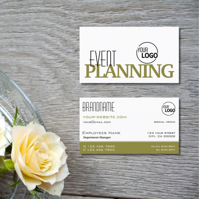 Cartão De Visita Na moda Branco e Verde Oleícola Moderno com Logoti (Criador carregado)