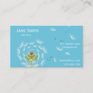 Cartão De Visita Na moda céu azul e Dandelion branco personalizáv
