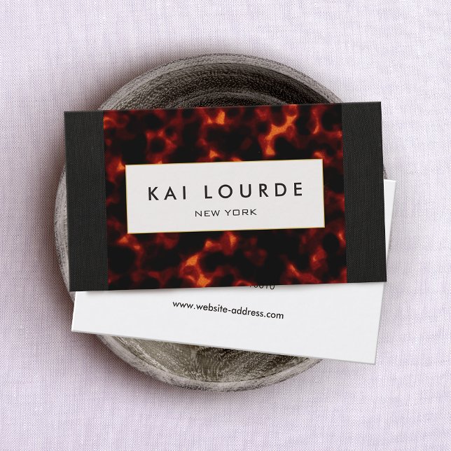 Cartão De Visita Na moda Chic Tortoise Shell Interior Designer (Criador carregado)