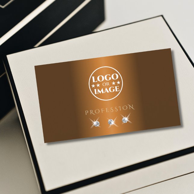 Cartão De Visita Na moda Cinnamon Brown Sparkle Jewels Adicionar lo (Criador carregado)