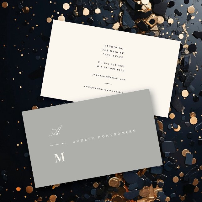 Cartão De Visita Na moda Clássico Monograma Duplo Mínimo Moderno (Classic Double Monogram Circle Stamp Minimalist Business Card @ fatfatin)