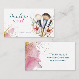 Cartão De Visita na moda com pincéis para maquiagem
