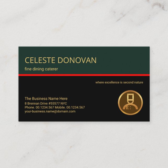 Cartão De Visita Na moda - Comida da Camada Vermelha da Camada Retr (Frente)