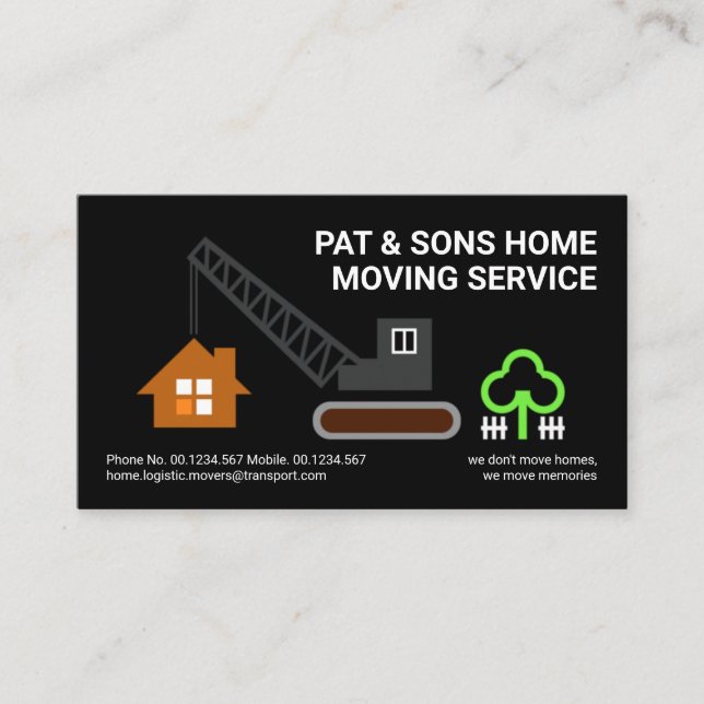 Cartão De Visita Na moda Creative Crane Moving Home Transport (Frente)