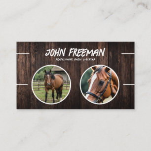 Cartão De Visita Na moda Dark Brown Wood Horse Coaching Fotográfico