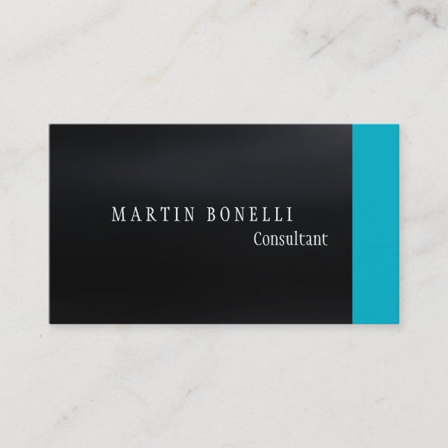 Cartão De Visita Na moda Dark Cinza Blue Plain Clean (Frente)