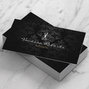 Cartão De Visita Na moda Dark Damask Hair Stylist