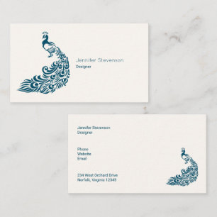 Cartão De Visita Na moda de Arte de Peacock Teal Design