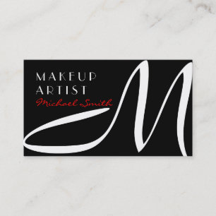 Cartão De Visita Na moda de Artista de Makeup Monograma de Preto Mo