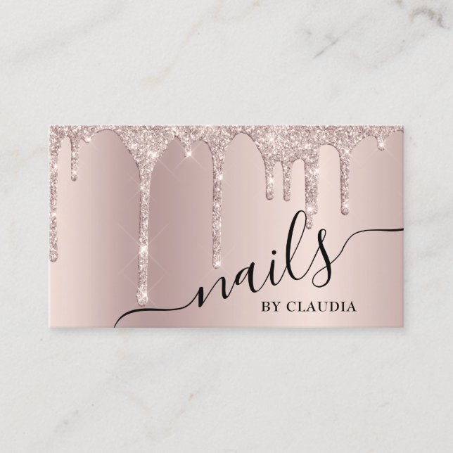 Cartão De Visita Na moda de champanhe Elegante goteja unhas (Frente)