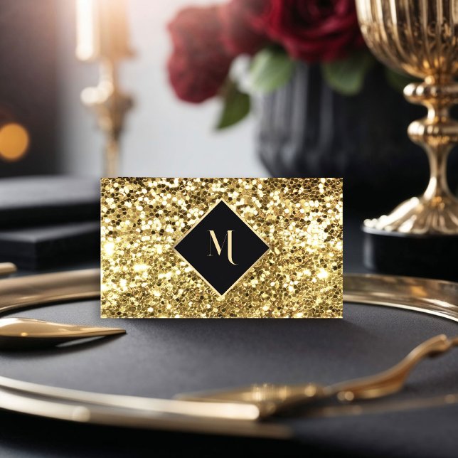 Cartão De Visita Na moda de Frame Geométrico Dourado Real (Criador carregado)