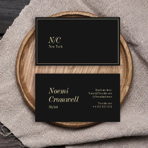Cartão De Visita Na moda de preto a frio Monograma Luxo