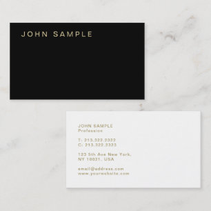 Cartão De Visita Na moda Dourado branco preto e elegante moderno e