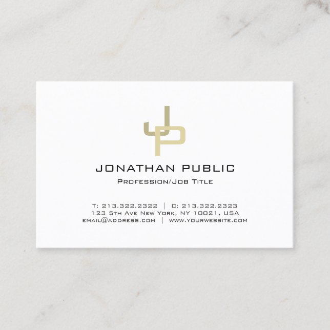 Cartão De Visita Na moda Dourado Monograma Professional Modern Clea (Frente)