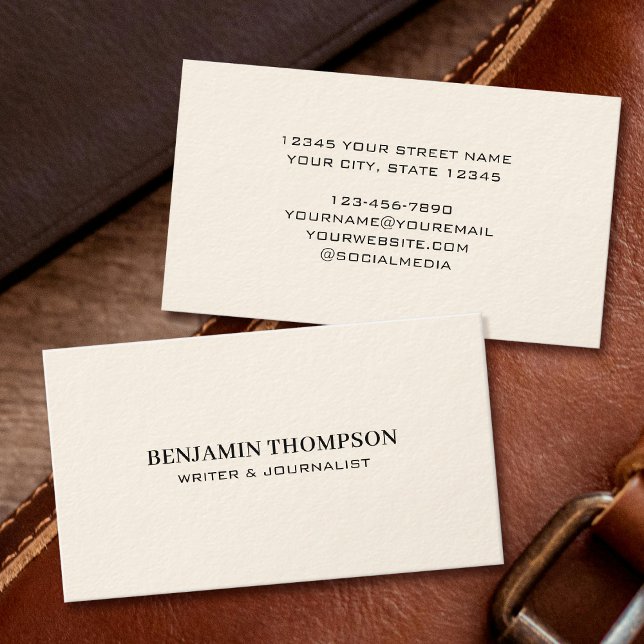 Cartão De Visita Na moda e tipografia profissional - Creme preto (Criador carregado)